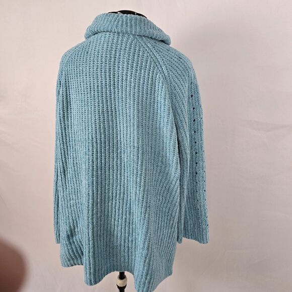 Lane Bryant Sweater Women's 18 / 20 Blue Key Hole V-Neck Turtleneck Long Sleeve - Picture 15 of 16